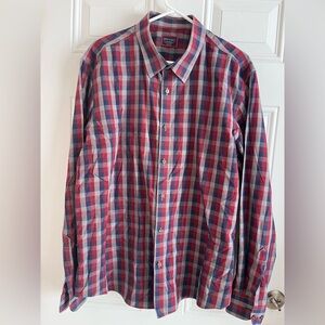 UNTUCKit Shirt Mens 2XL Slim Fit‎ Red Blue Plaid Button Up Preppy Long Sleeve
